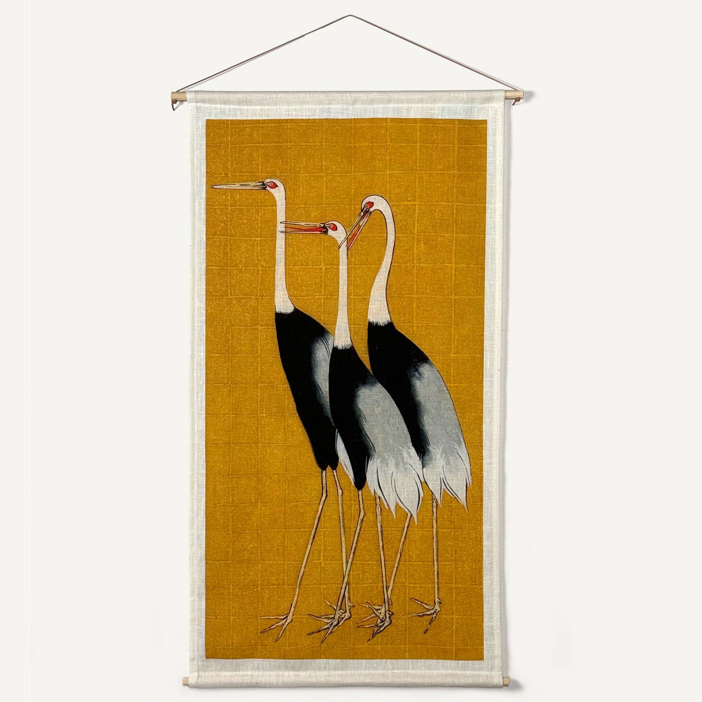 Gray cranes, long tapestry