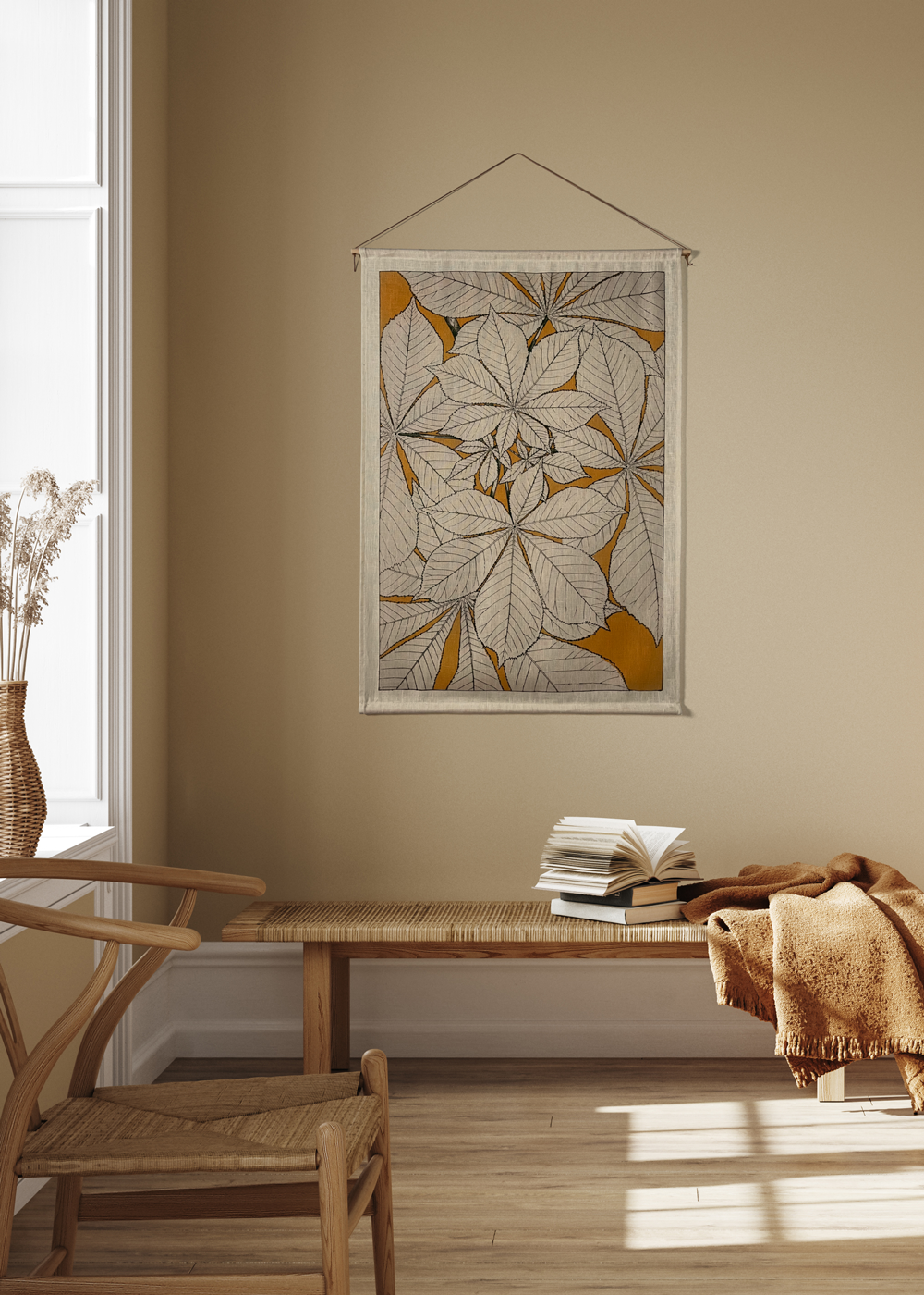 Chestnut leaves, print tapestry