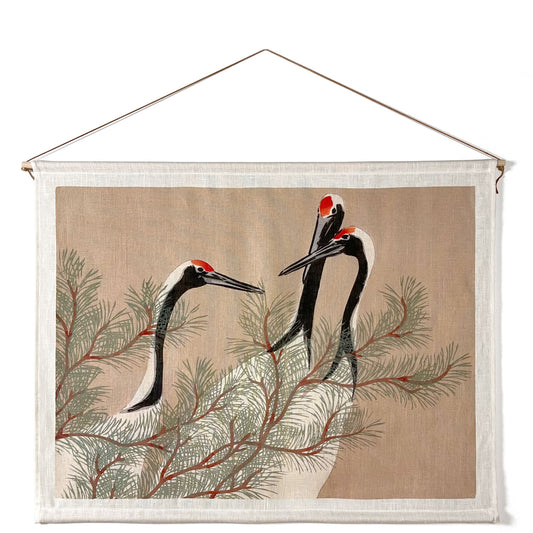 Cranes and pines, tapestry