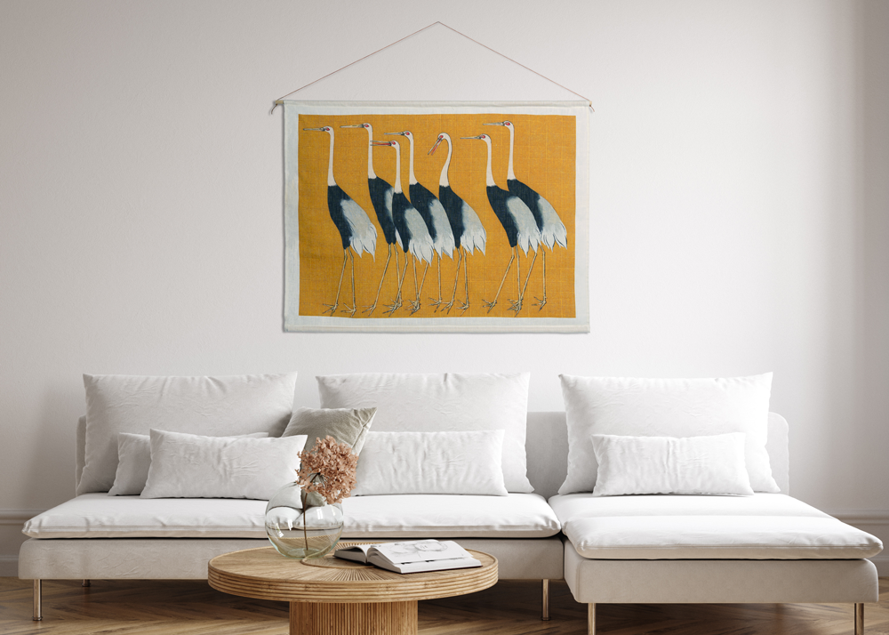 Gray cranes, tapestry